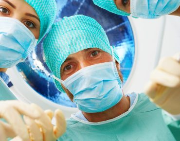 A patients view of the doctors, just before going into surgery.